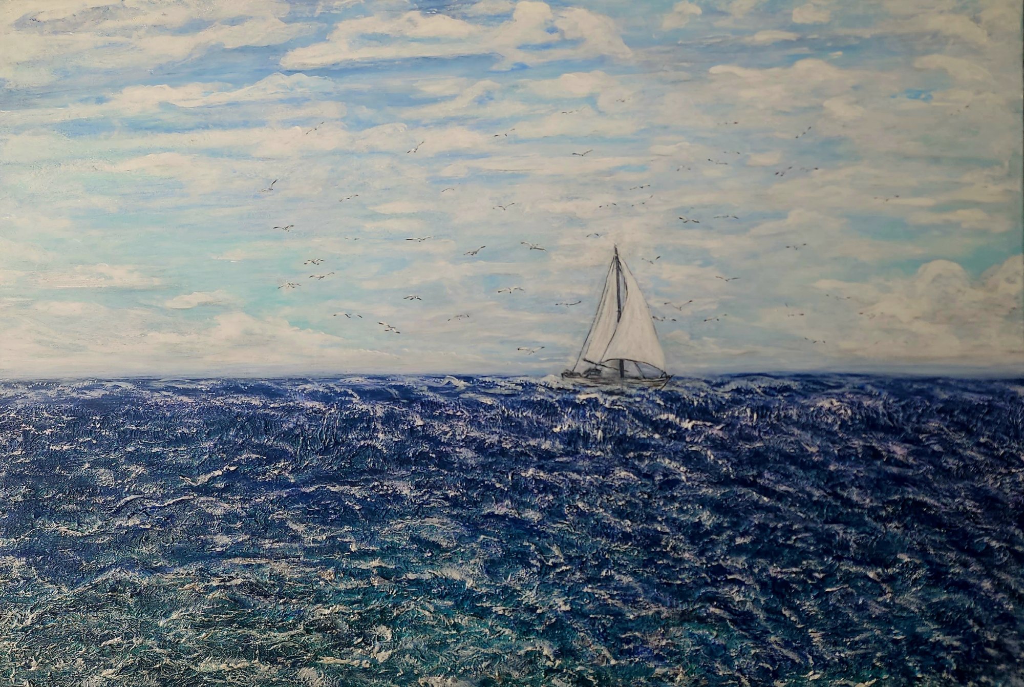 Lonely Boat — Mixed media